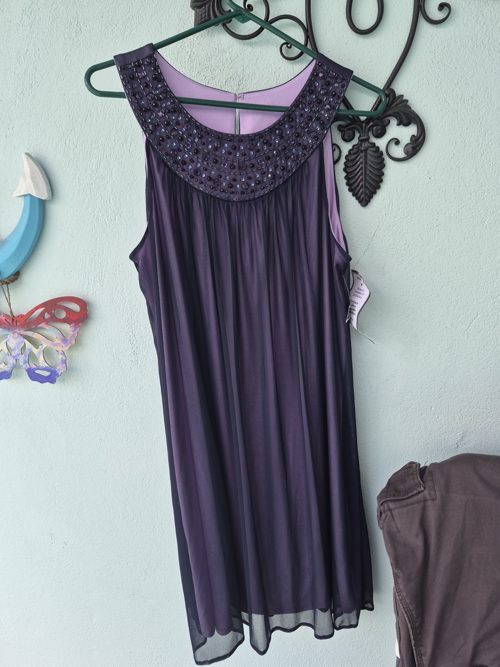 Jessica Howard Beaded Collar Purple Chemise